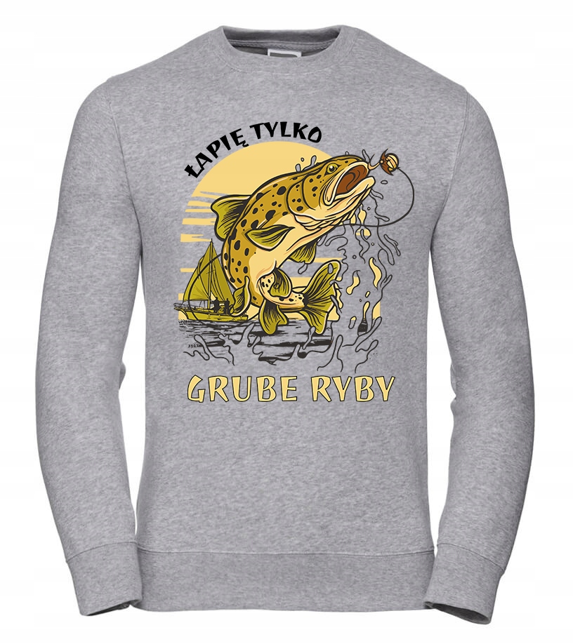 Pánská Mikina Chytám pouze tlusté ryby 3XL Šedá Dárek pro rybáře Ryby Pro