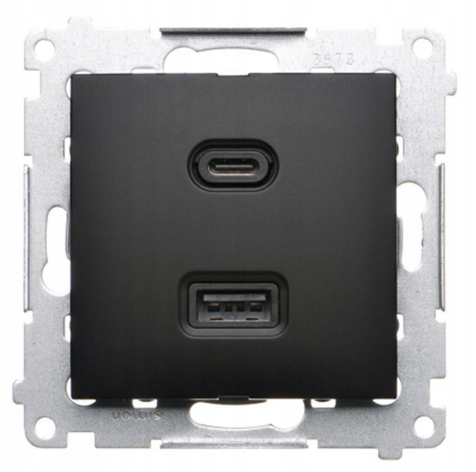 Ładowarka Usb Quick Charge Gniazdo Typ A i C 3A Kontakt Simon 54 Czarna