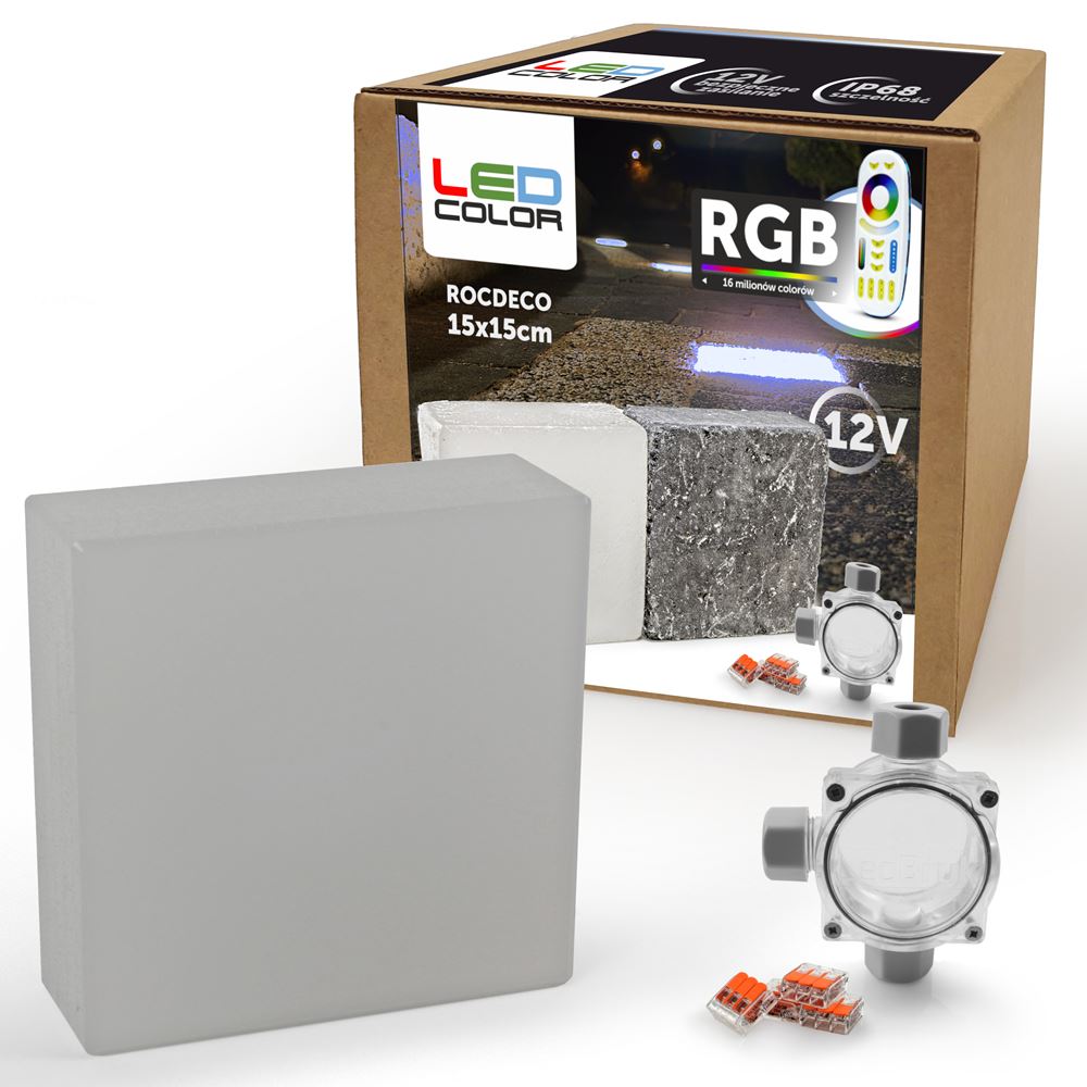 6x Świecąca Kostka Brukowa LED Rocdeco 15x15 RGB Gama kolorystyczna inny kolor
