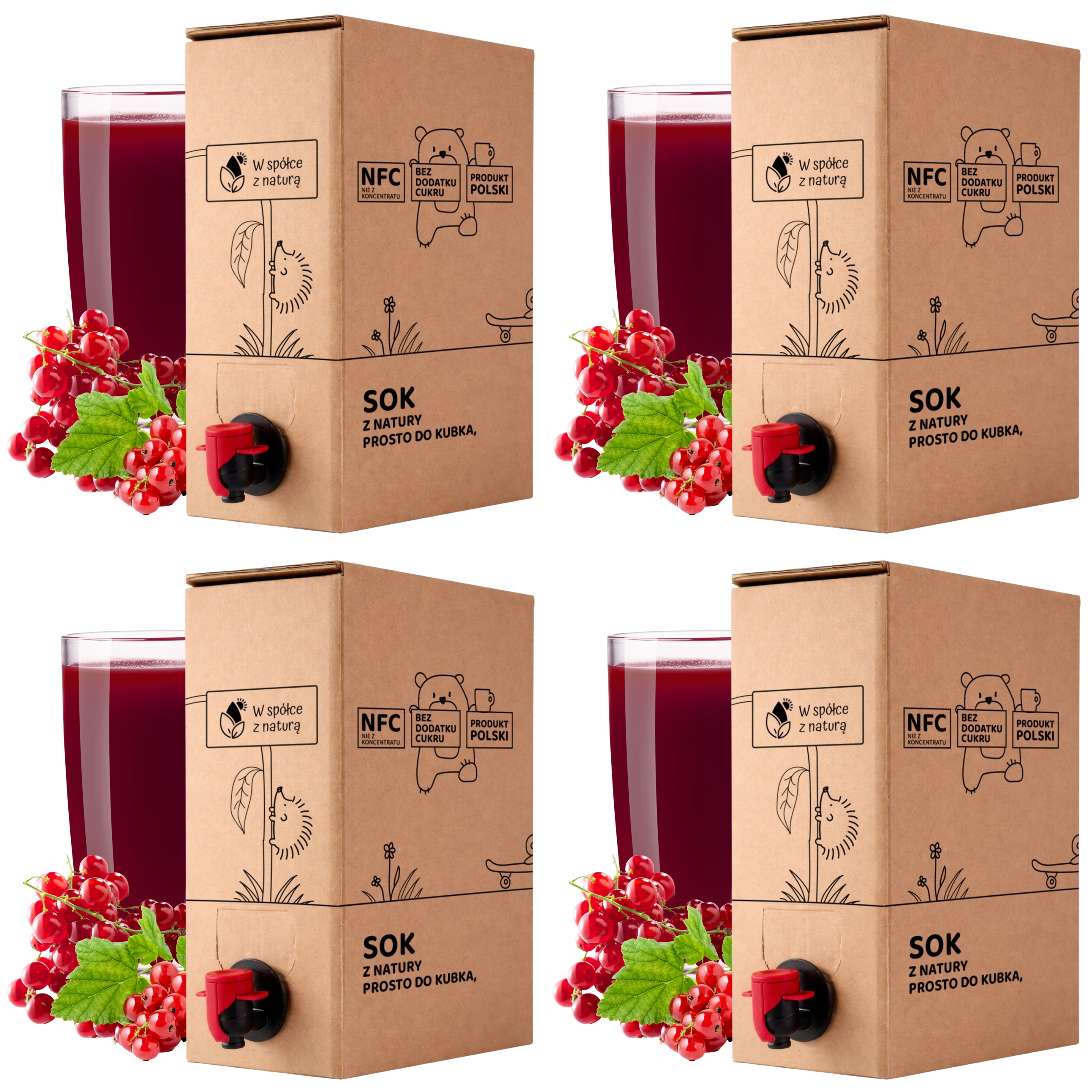 Sok z Czerwonej Porzeczki Tłoczony 3L Naturalny Nfc 100% zestaw