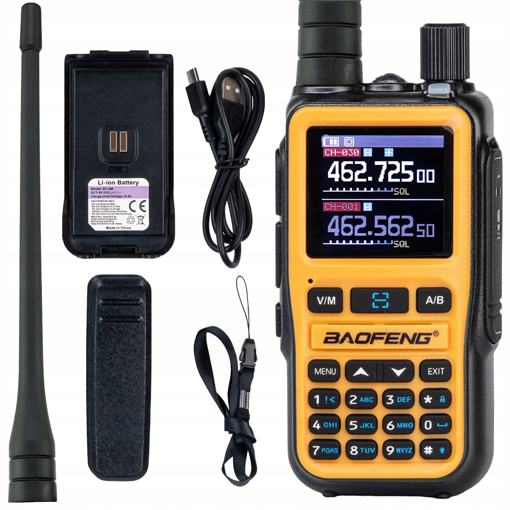 Krótkofalówka Radiotelefon Baofeng UV-5R Eu Mini Orange Vhf Uhf Pasmo Lot