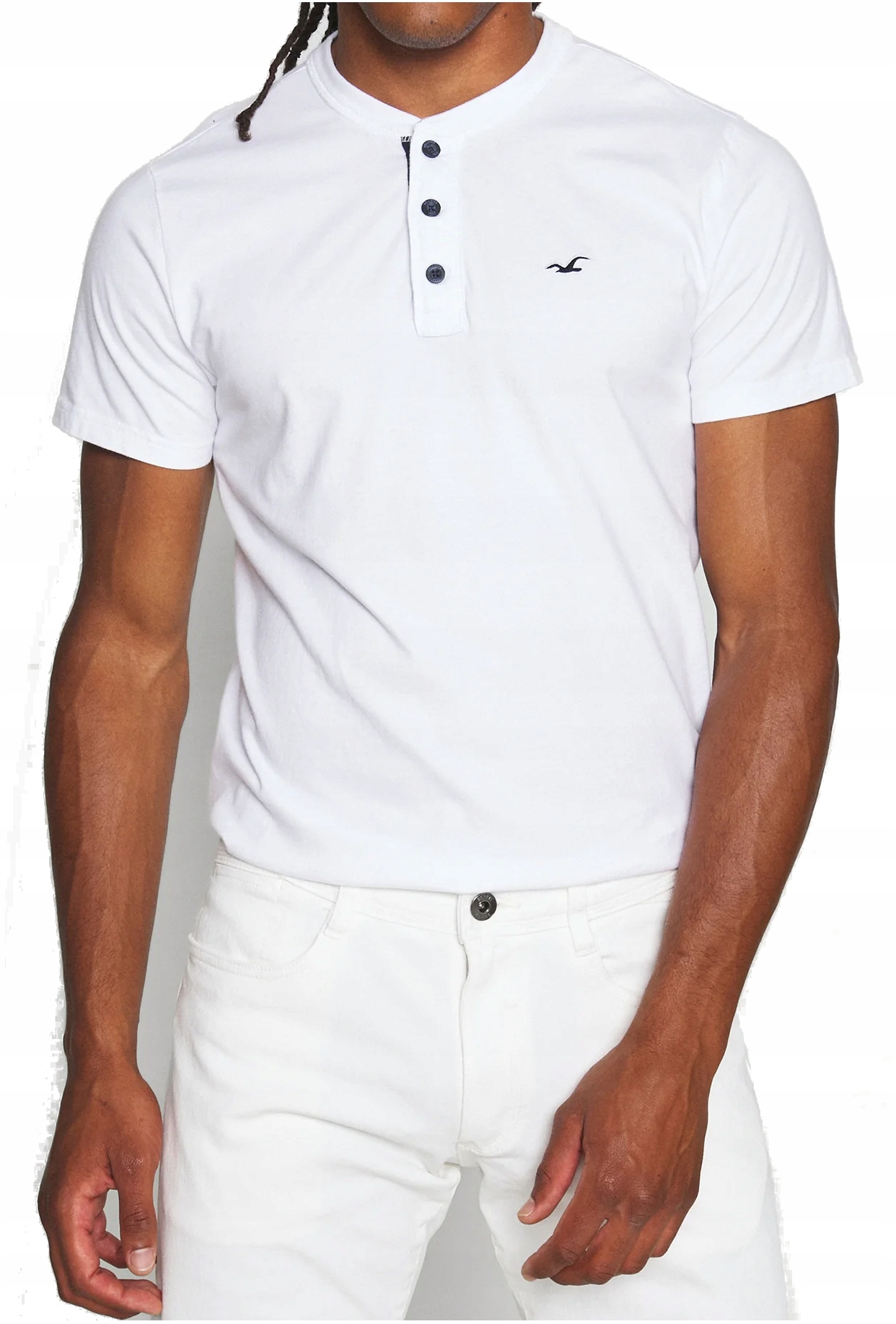 

Hollister White Tshirt Biały T-Shirt Guziki _ XL