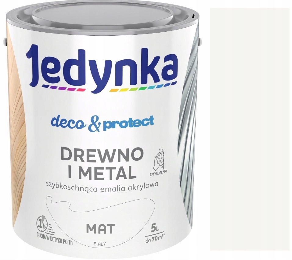 Jedynka Deco Protect Drewno Farba Do Drewna Biały Mat 5L