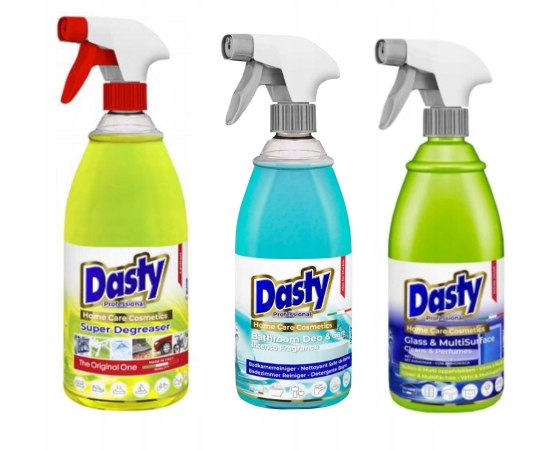 Levně Dasty Sada domácí chemie Kuchyně 1 l koupelna 0,75 l sklo a zrcadla 0,75 l