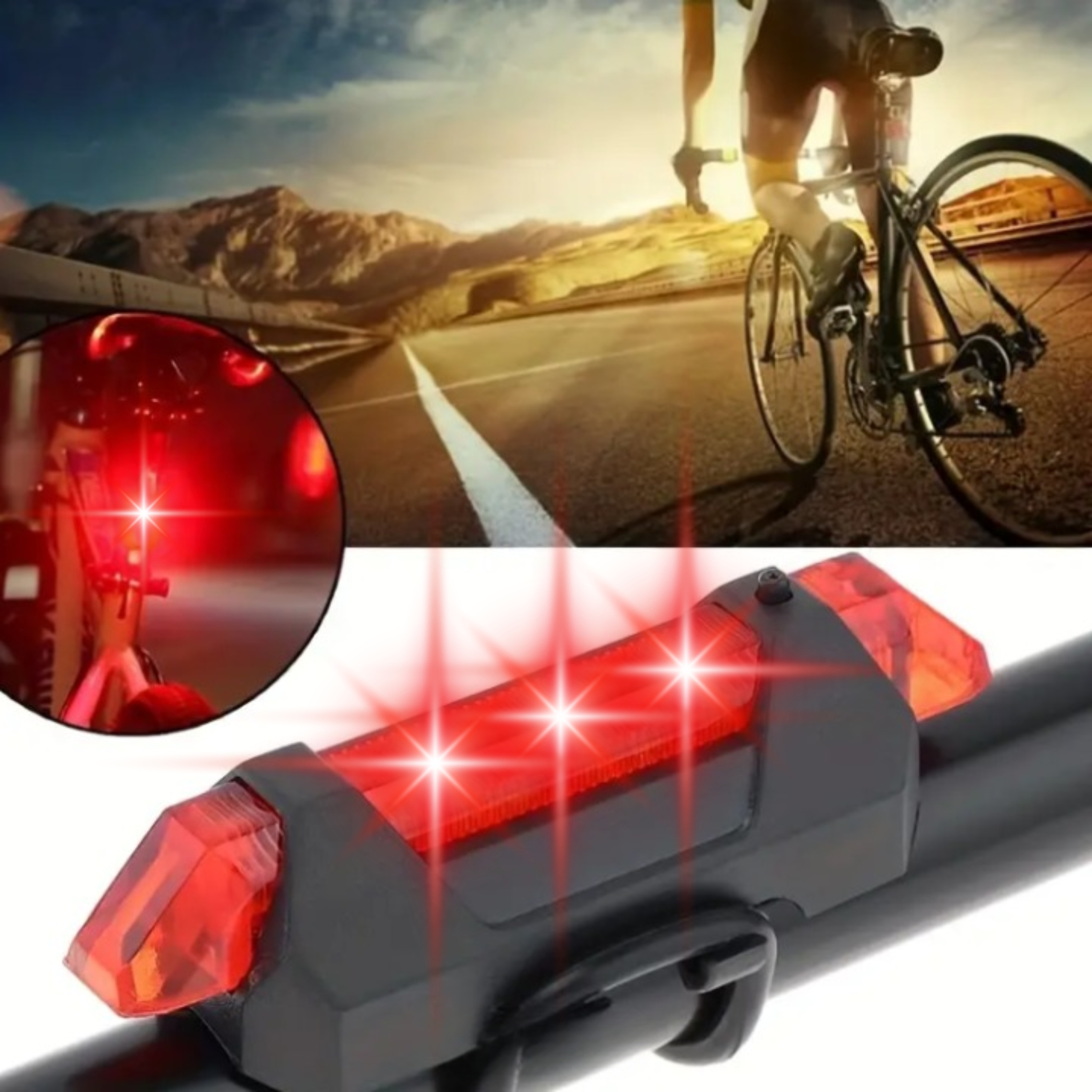 MOCNA LAMPKA ROWEROWA PRZEDNIA TYLNA LED WODOODPORNA AKUMULATOR USB ZESTAW Źródło światła dioda LED