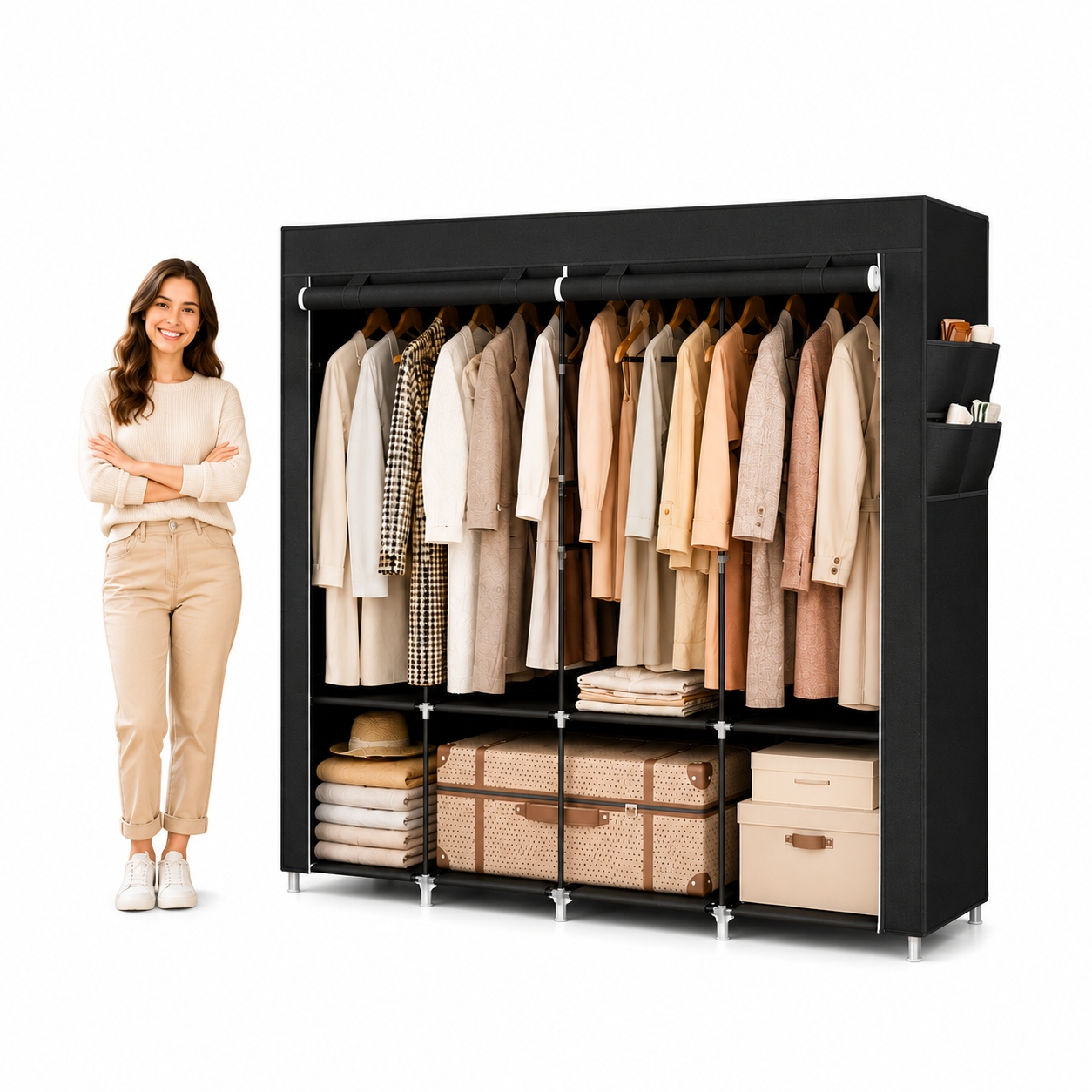 Skříň Textilní šatník 170x170 Organio MaxiSpace na oblečení