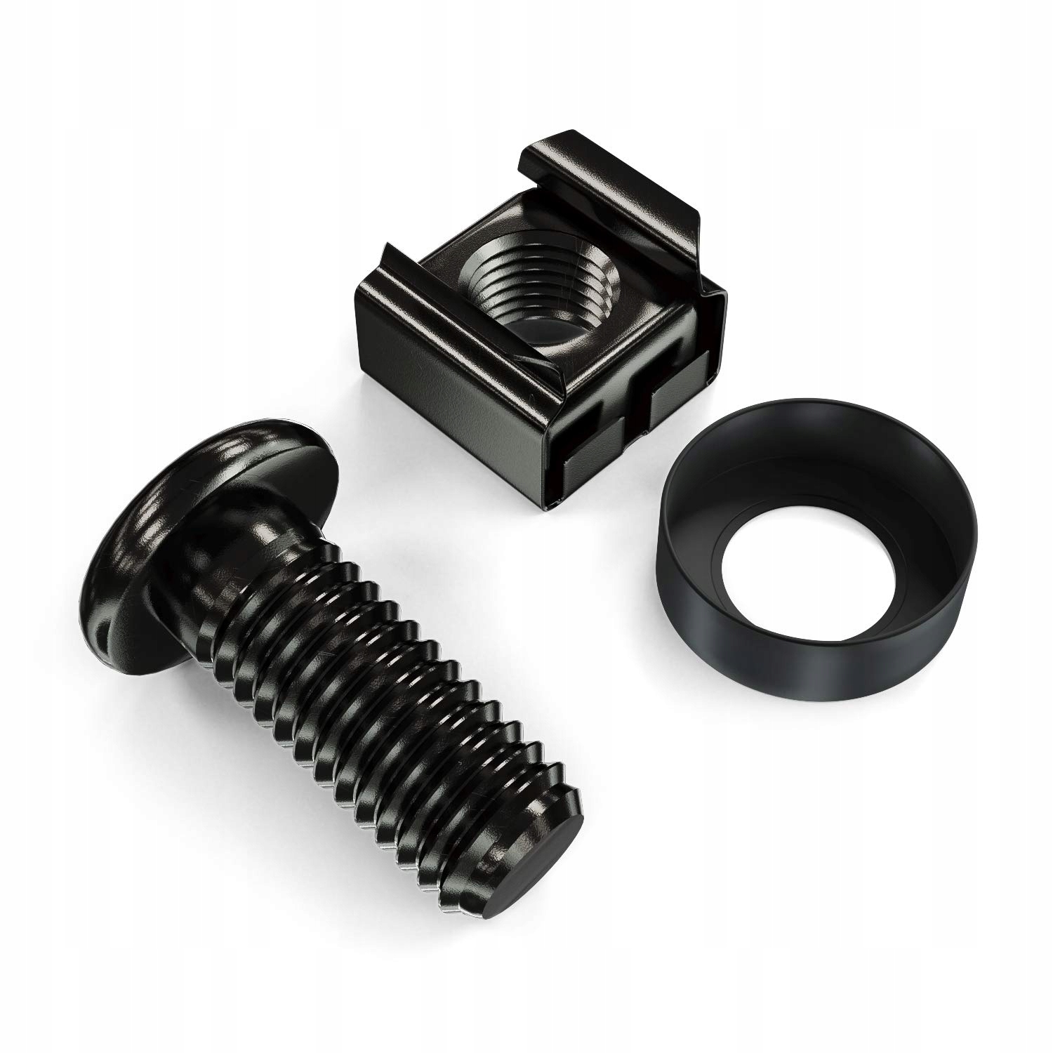 Zestaw Mocujący Śruby M6 + Nakrętki Klatkowe, 50 sztuk, Czarny - LogiLink