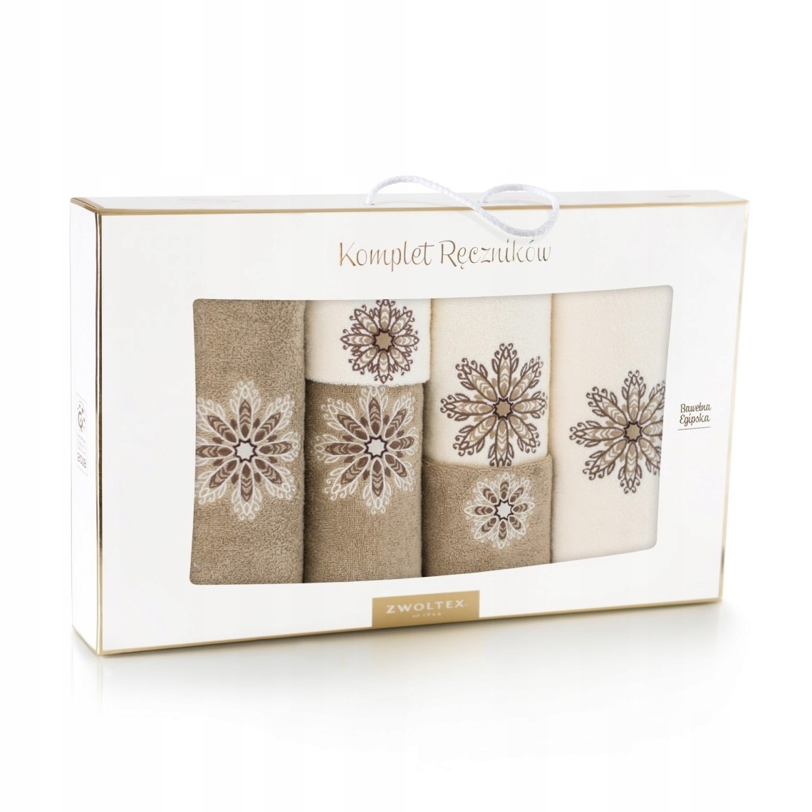Sada uterákov 6 ks Zwoltex vzor Rozeta nugat/ekri