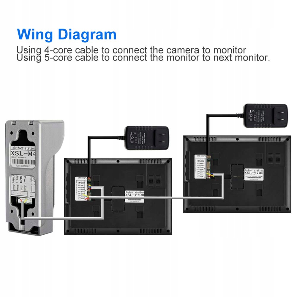 DIGINEX HFENG Wideodomofon 2 Monitory 7 Calowy Ekran Kamera Nocna Wizja — miniatura 7