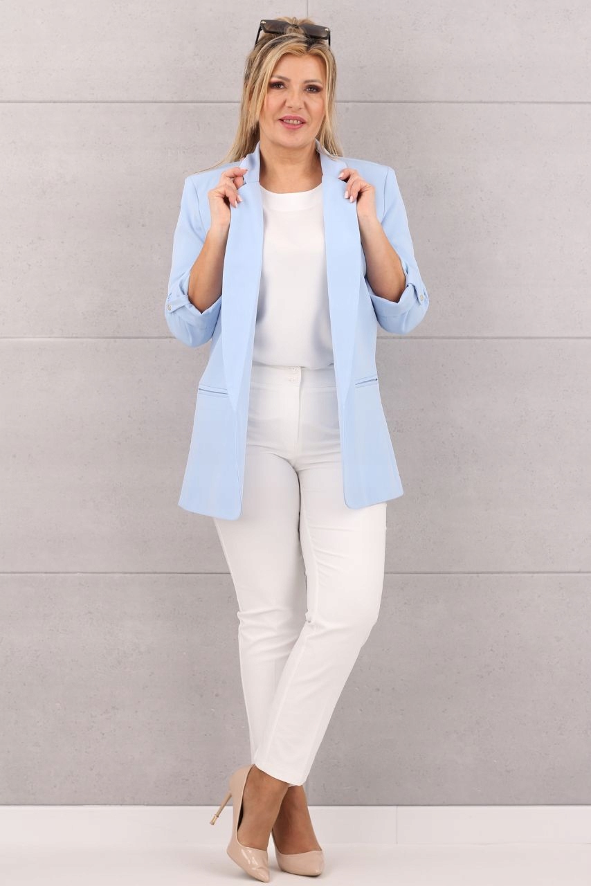 ŻAKIET MARYNARKA DŁUGA ELEGANCKA GŁADKA POLSKI PRODUCENT ROZMIARY Marka FEMIMODA