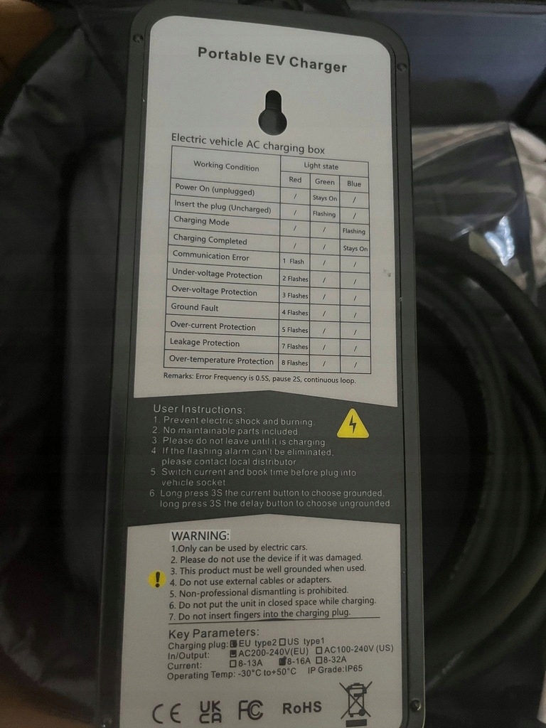 Ładowarka samochodowa Ladowarka ev type 2 16A 7m Marka inna