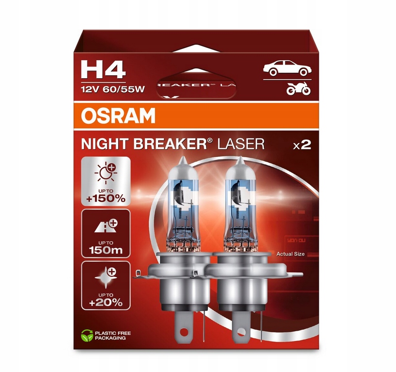 Żarówki Osram H4 Night Breaker Laser 55W 2 Szt.