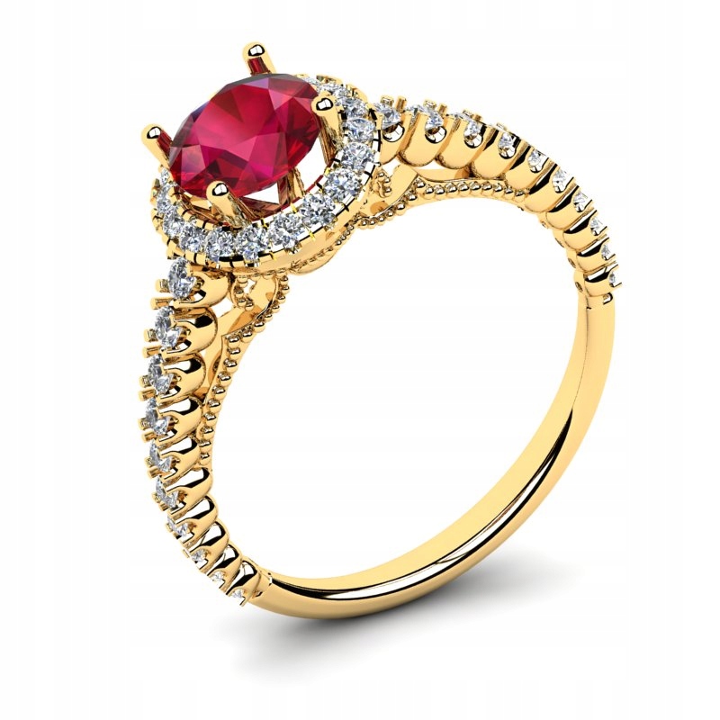 

Pierścionek Złoty Zaręczynowy Z Czerwoną Cyrkonią