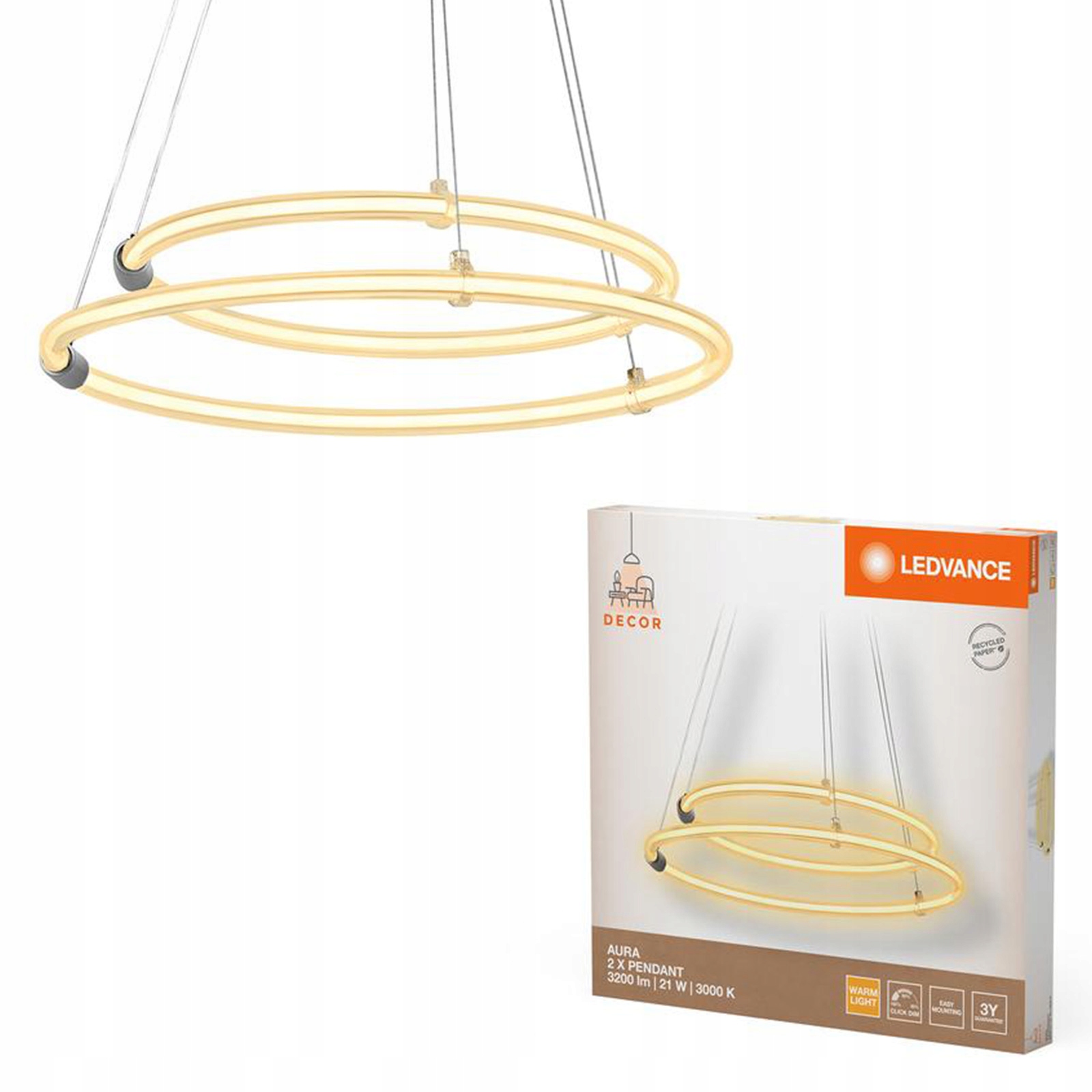 Závesná stropná Led lampa 21W 2400lm 3000K Závesná šedá dekorácia