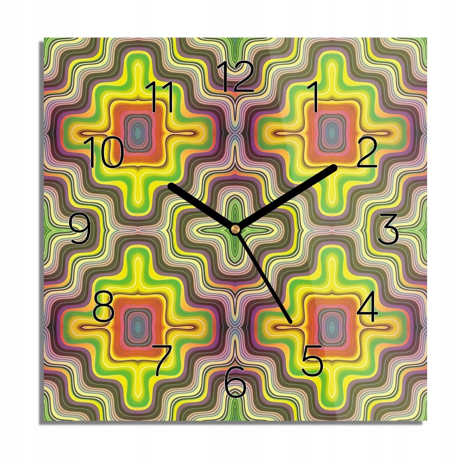 

Geometryczna iluzja foto-zegar kwadrat 30x30 cichy