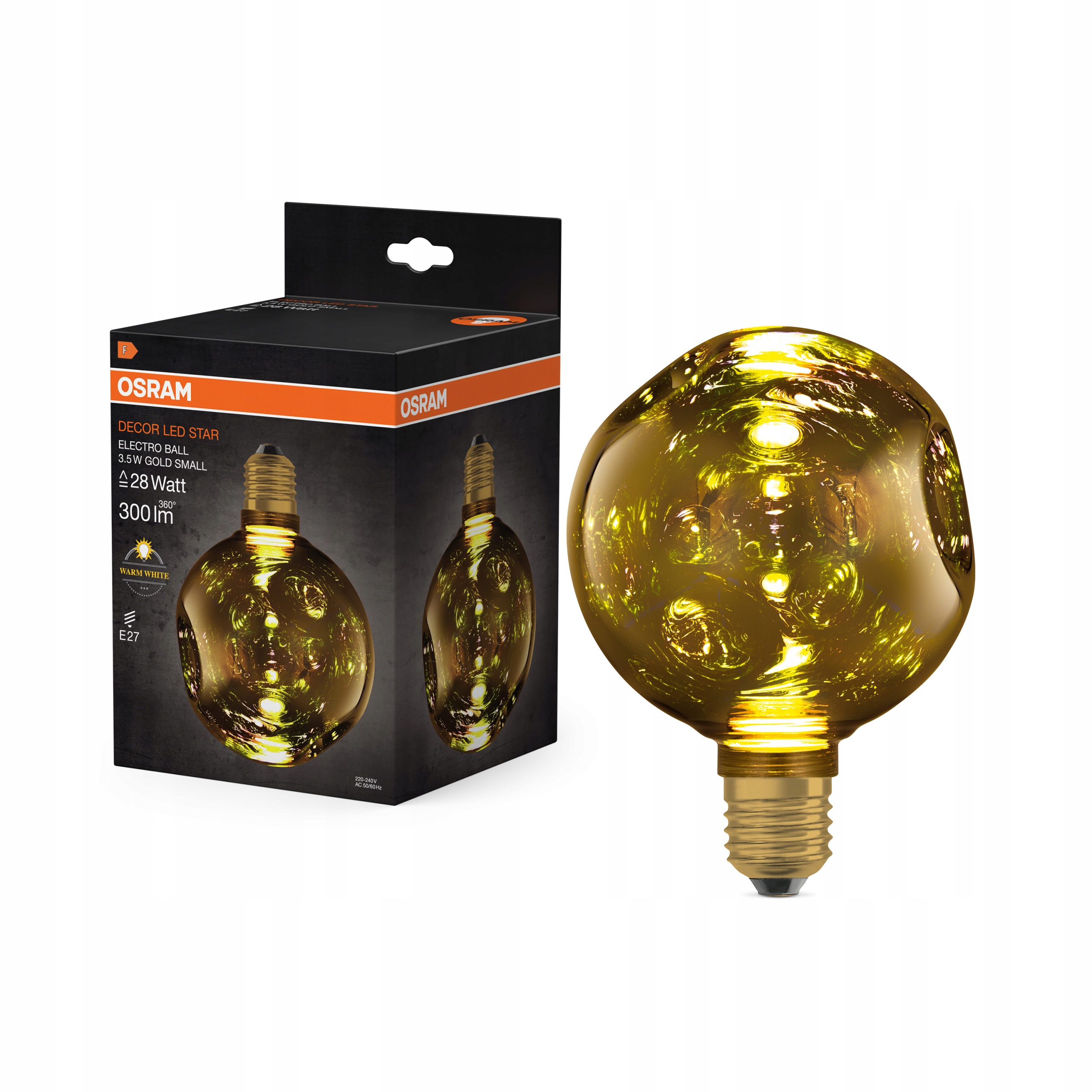 Żarówka Led E27 Kula 3.5W 300lm 2700K Złota Dekoracyjna Electro Glass S