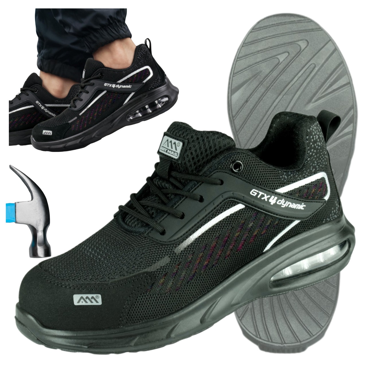 Buty męskie damskie Robocze Półbuty ochronne z Podnoskiem poduszka Air 42