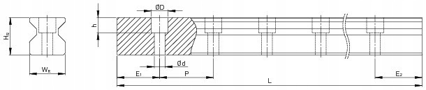 Szyna RGR-25 R-H 0280mm Model RGR25 R-H-0280