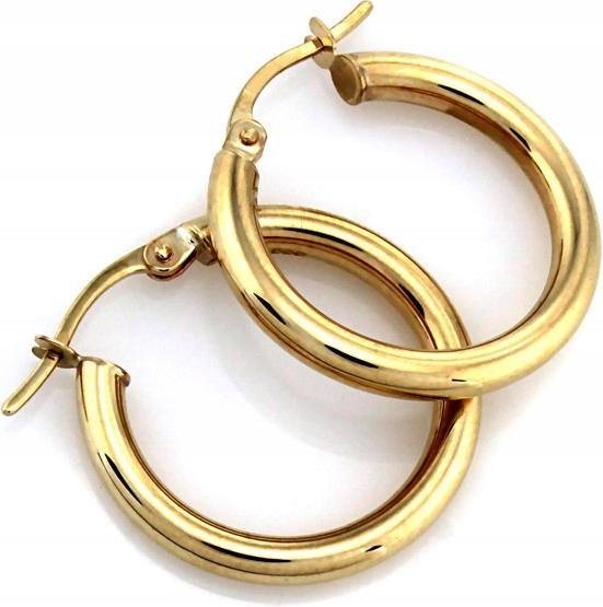 Klasické náušnice ze žlutého zlata 585, závěsná kolečka, anglické zapínání