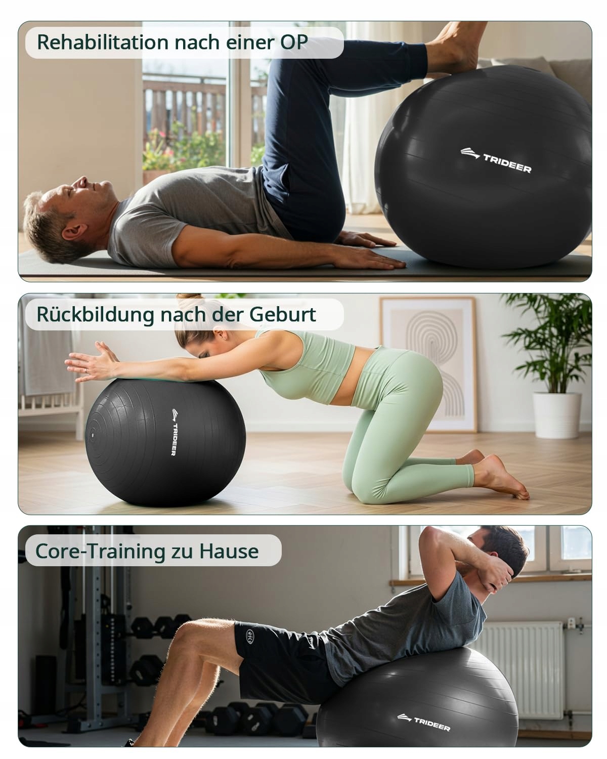 TRIDEER Gruby Piłka Gimnastyczna Ciążowa Anty-Wybuchowa 45-85 cm Fitness — miniatura 3