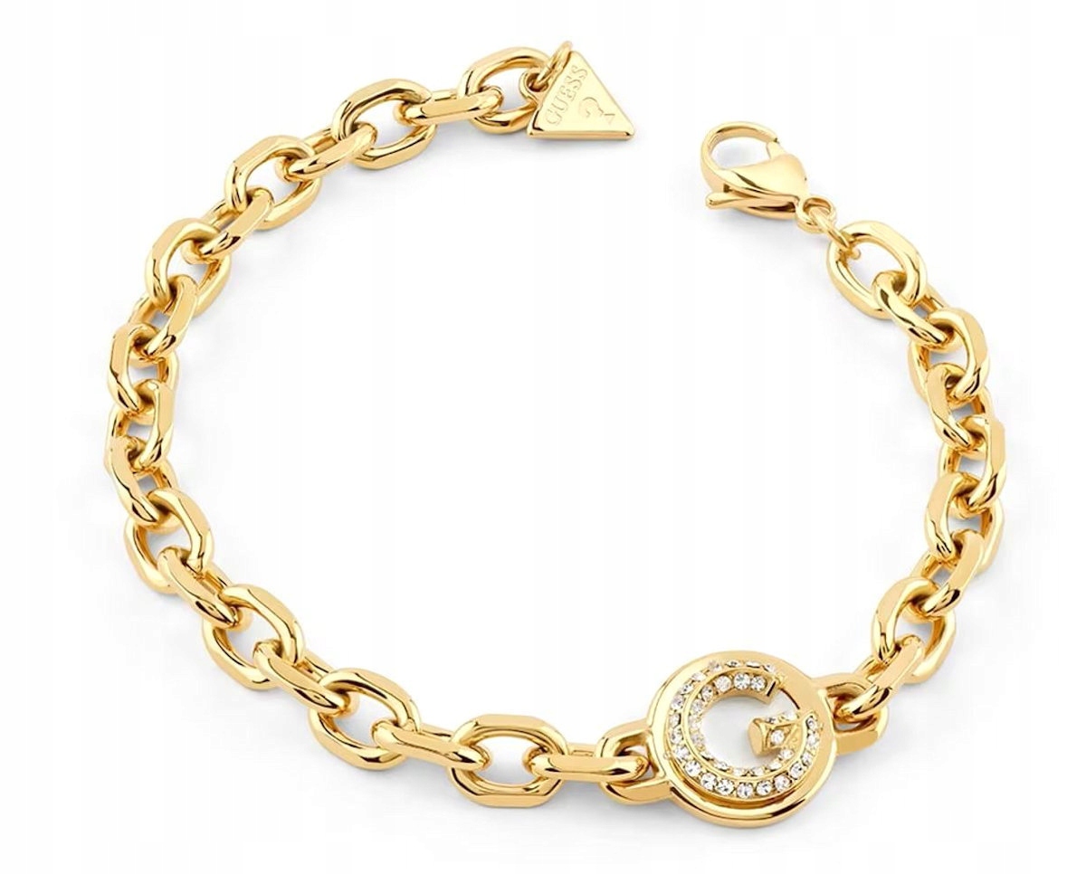 Zlatý Ocelový Dámský Náramek Guess G Crystal Litera G JUBB05438JWYGS