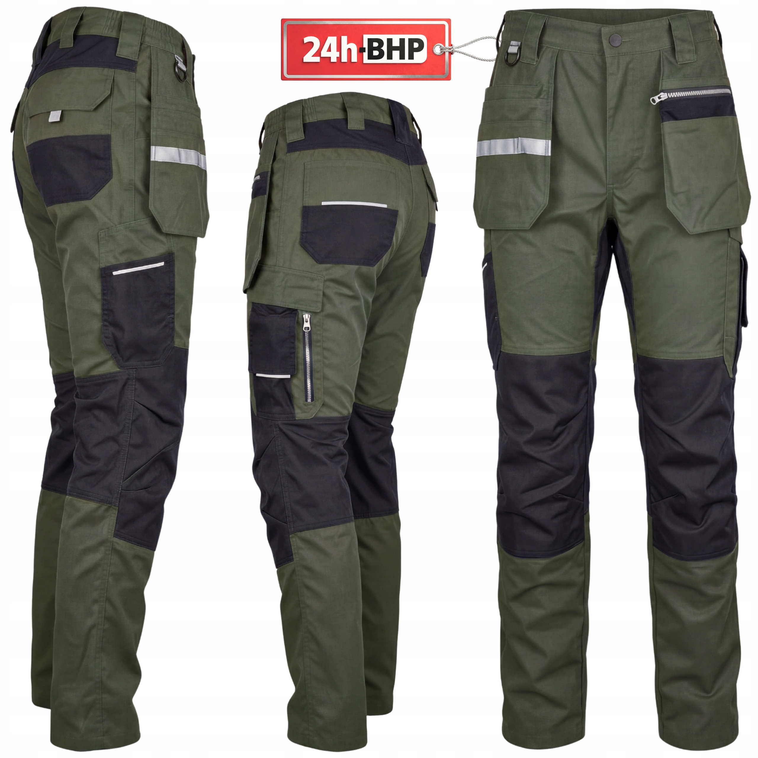 Ochranné Pracovní kalhoty Bozp Pánské Elastické Montérské Silné Khaki