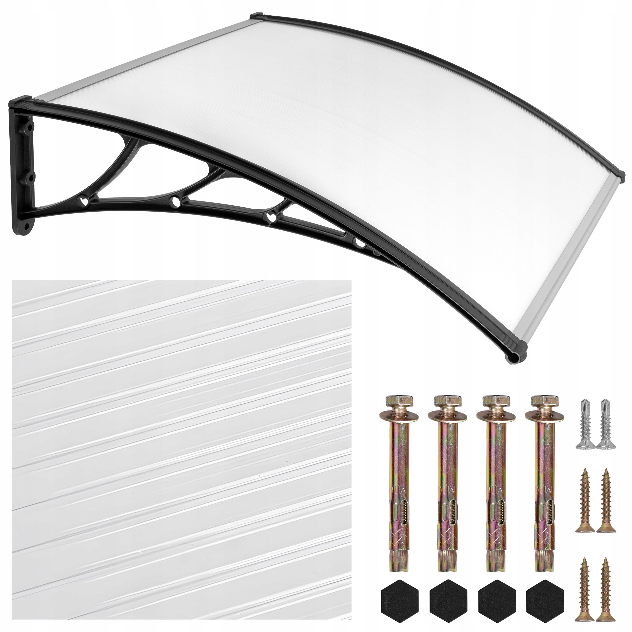 Zastřešení Nad Vchodové Dveře Balkon, Obloukový Polykarbonát, Černá Barva