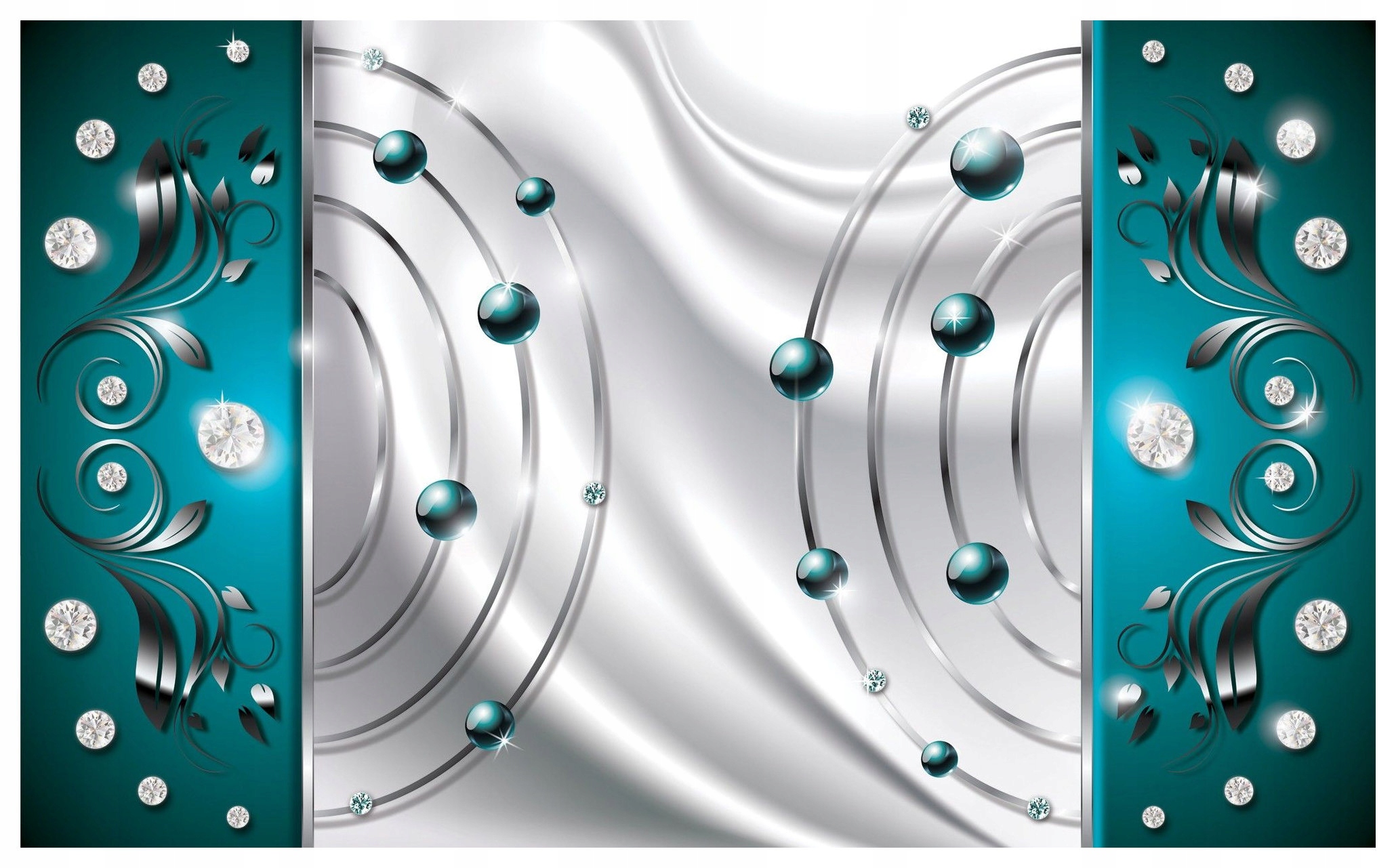 Fototapeta Modré pruhy s krystaly Stříbrné svitky vinylová 416x254 lepidlo