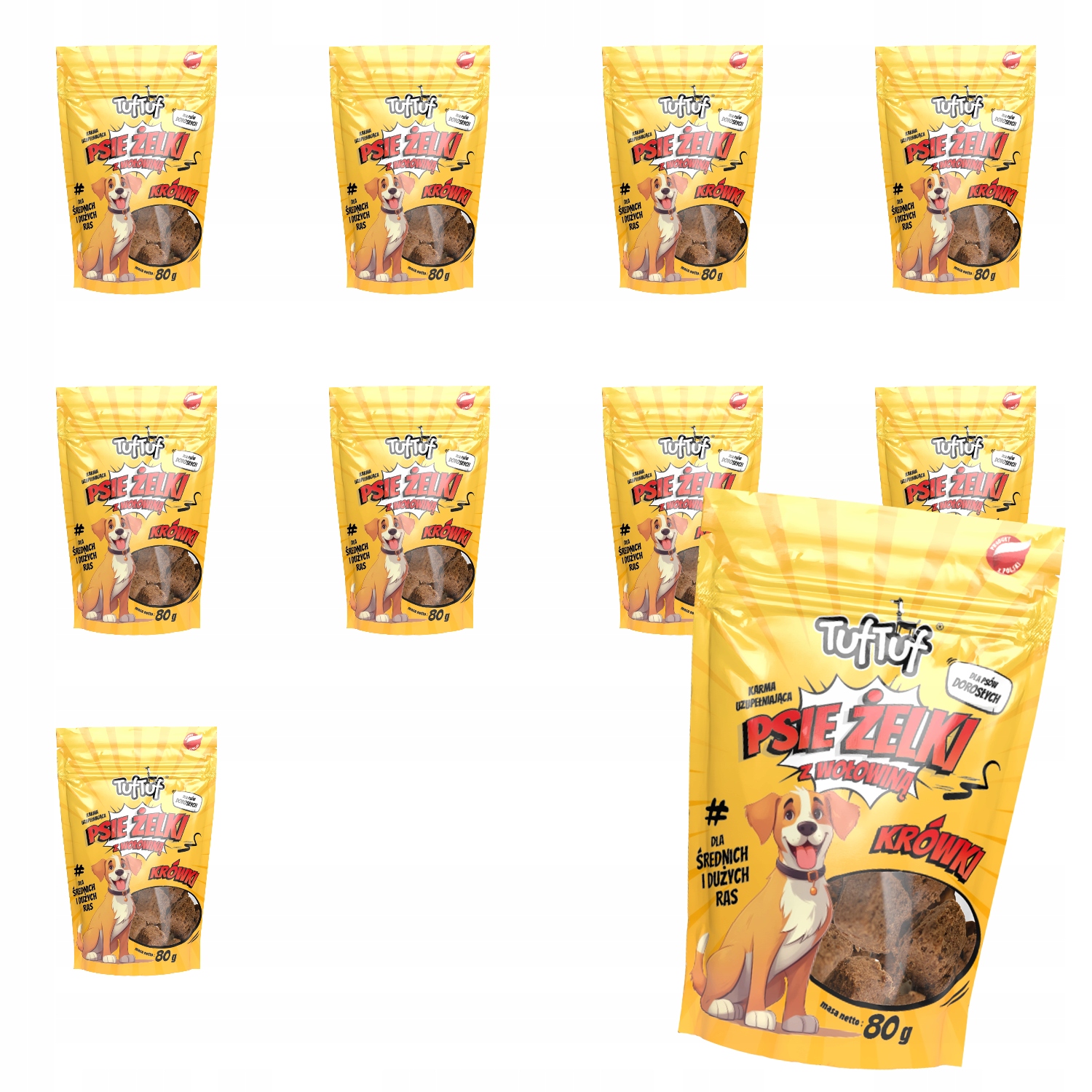 Pochoutky Pro Psa TufTuf Psí Želé Bonbóny Krówki S Hovězím Masem Set 10x80g