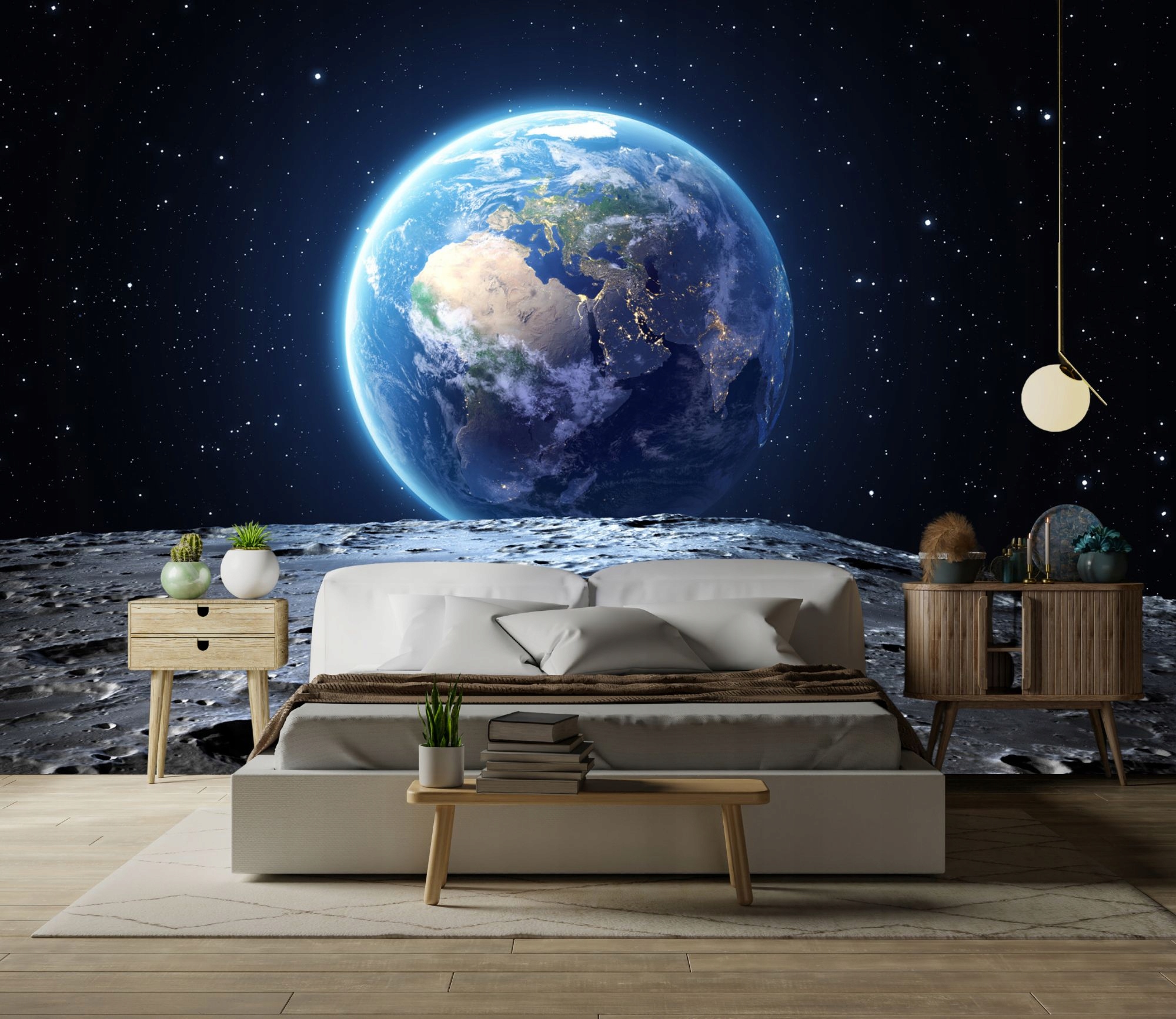 Tapeta Fototapeta Premium Mesiac Zem Na Chodbu Na Stenu 100x300 cm