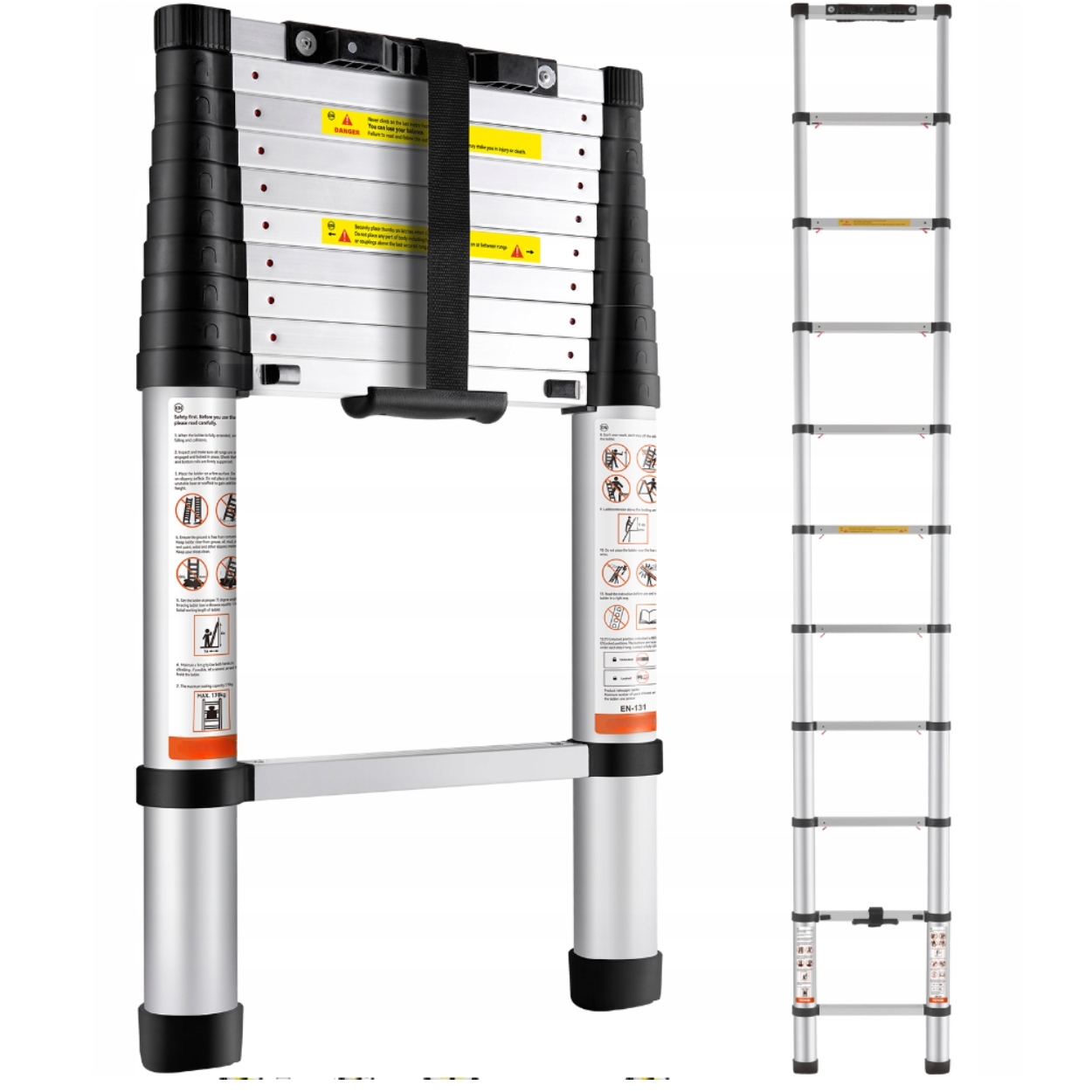 MOCNA TELESKOPOWA DRABINA DRABINKA SKŁADANA 3,2m PRZENOŚNA NOŚNOŚĆ 170KG
