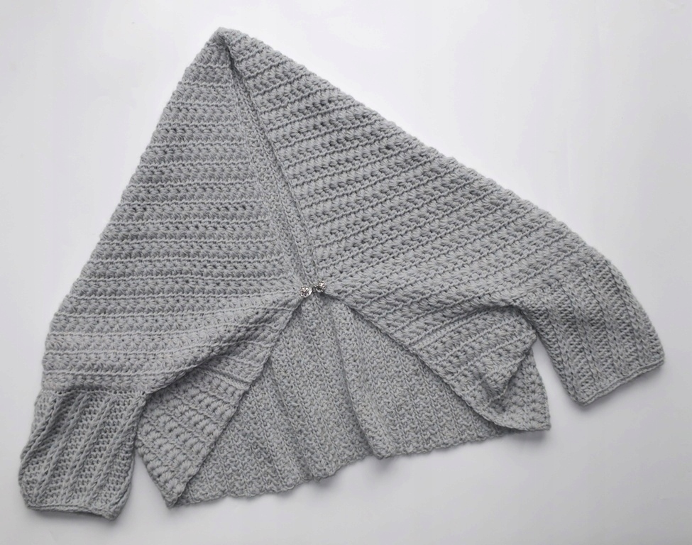 PASTELOWE GOŁĘBI NIEBIESKI GRUBE PONCHO SWETER HANDMADE CUDO LUŹNY