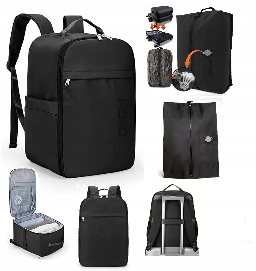 Batoh Příruční zavazadlo Usb Vakuový vak Kompresní vak Pakko 40x20x25 T706