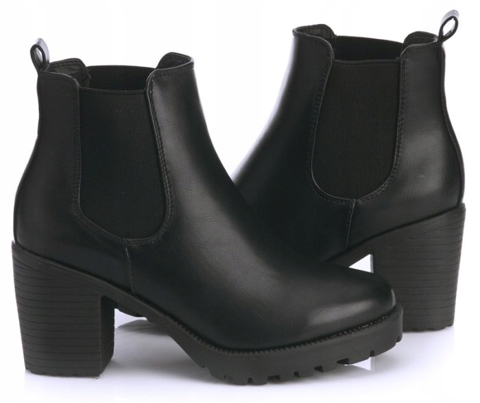 BOTKI NA SŁUPKU Z GUMĄ CZARNE CLAUDIA 36 Rozmiar 36