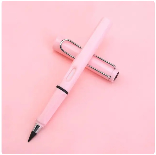 OŁÓWEK WIECZNY ELEGANCKI Z 4 KOŃCÓWKAMI DO SZKOŁY PRACY PUDROWY RÓŻOWY