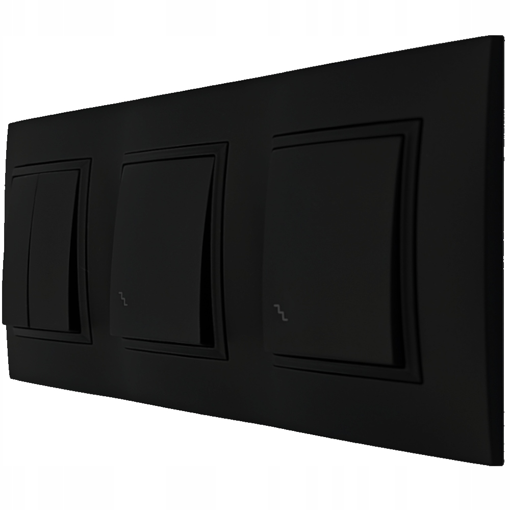 ZESATW WŁĄCZNIK PODWÓJNY I 2X SCHODOWY CZARNE ARIA