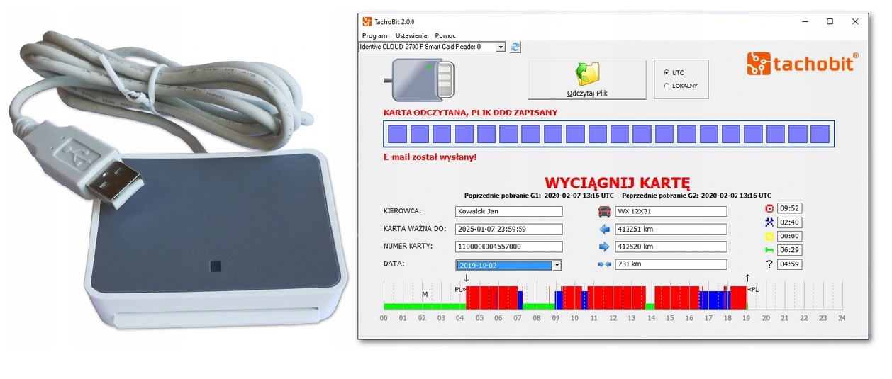 Czytnik kart kierowców z programem TachoBit