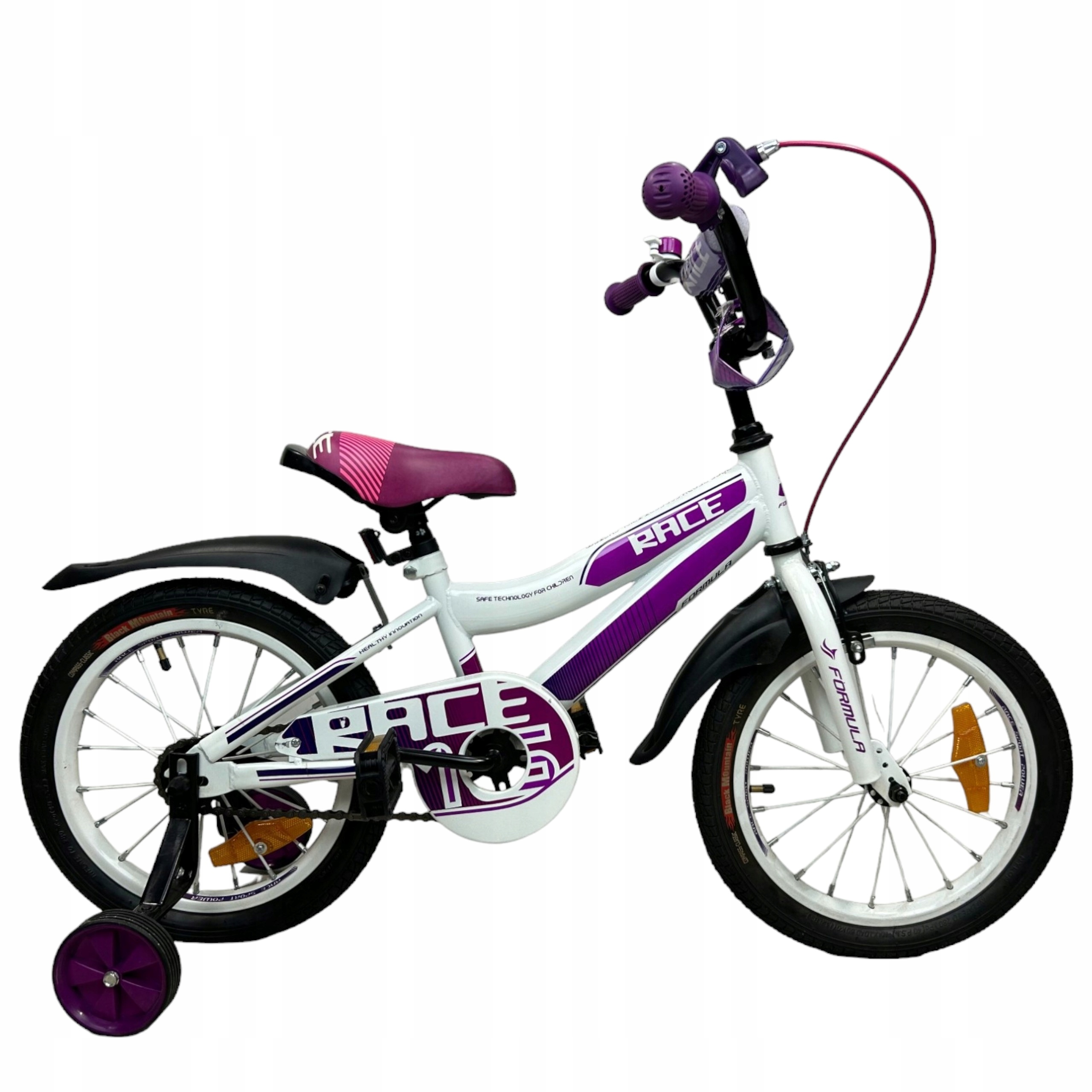 Rower Dziecięcy Formula Race 16 '' Biało Fioletowy Dla Dziewczynki+gratis