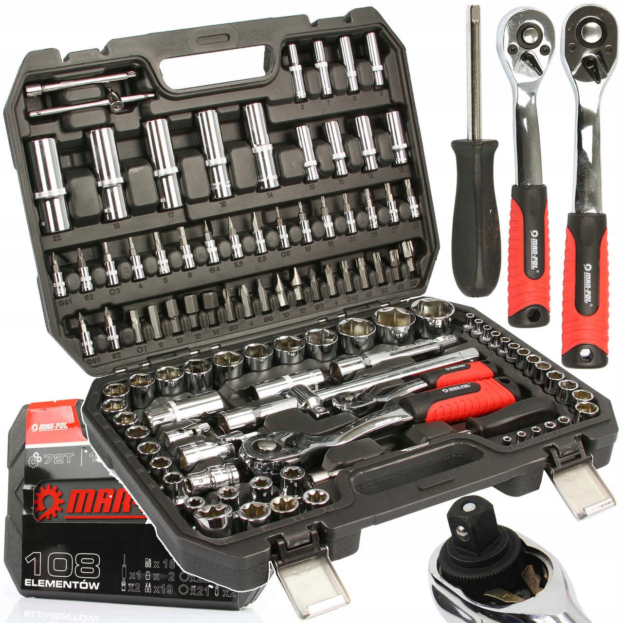 Sada Nástrčných Kľúčov 108KS Maro-pol CrV Nástrčné Kľúče Torx Kufor