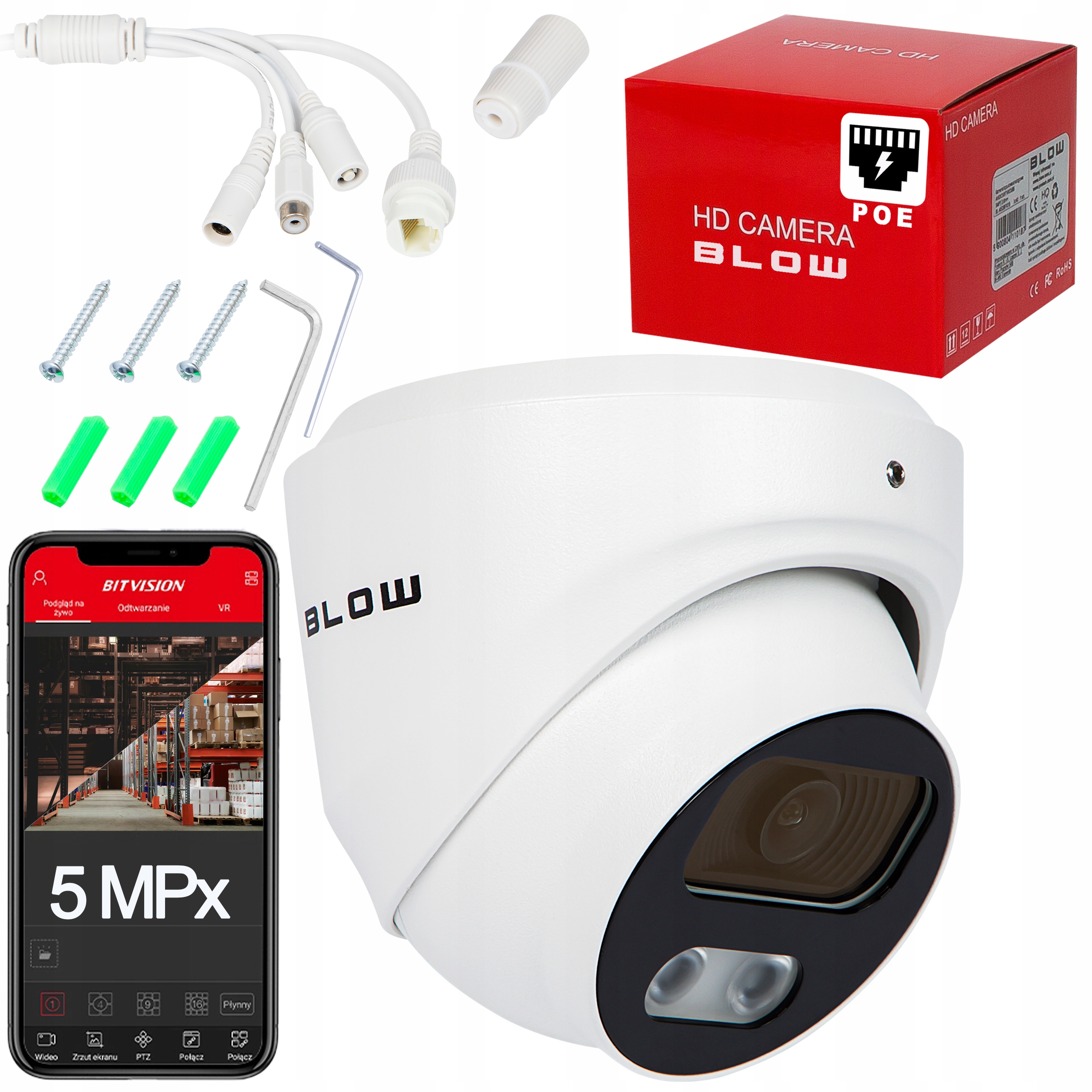 Vonkajšia Kamera 5MPx Ip Poe Blow Detekcia 25 m Ir 2.8 mm Audio IP67 Metal