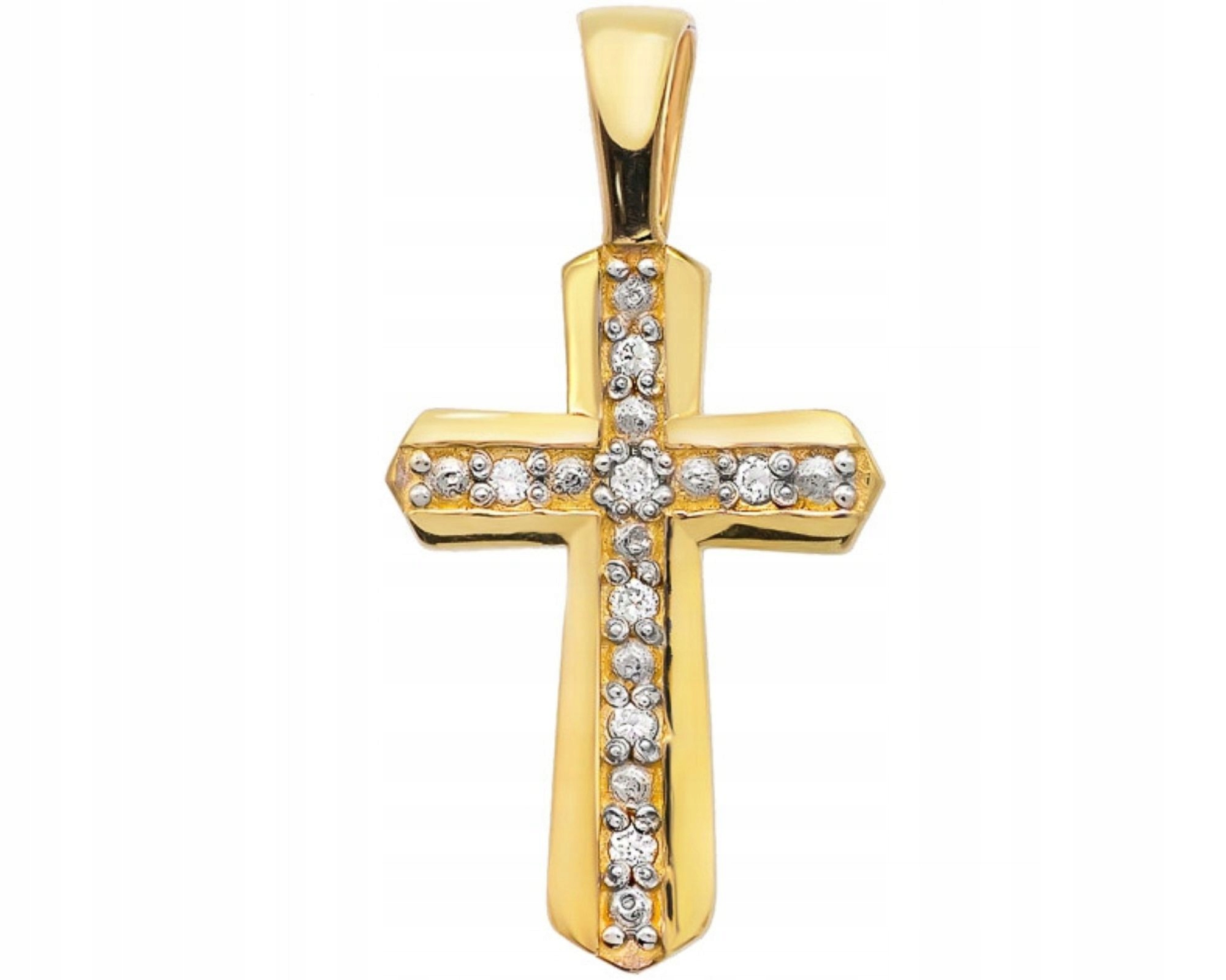 Zlatý přívěsek s brilianty a křížkem 585 diamantů
