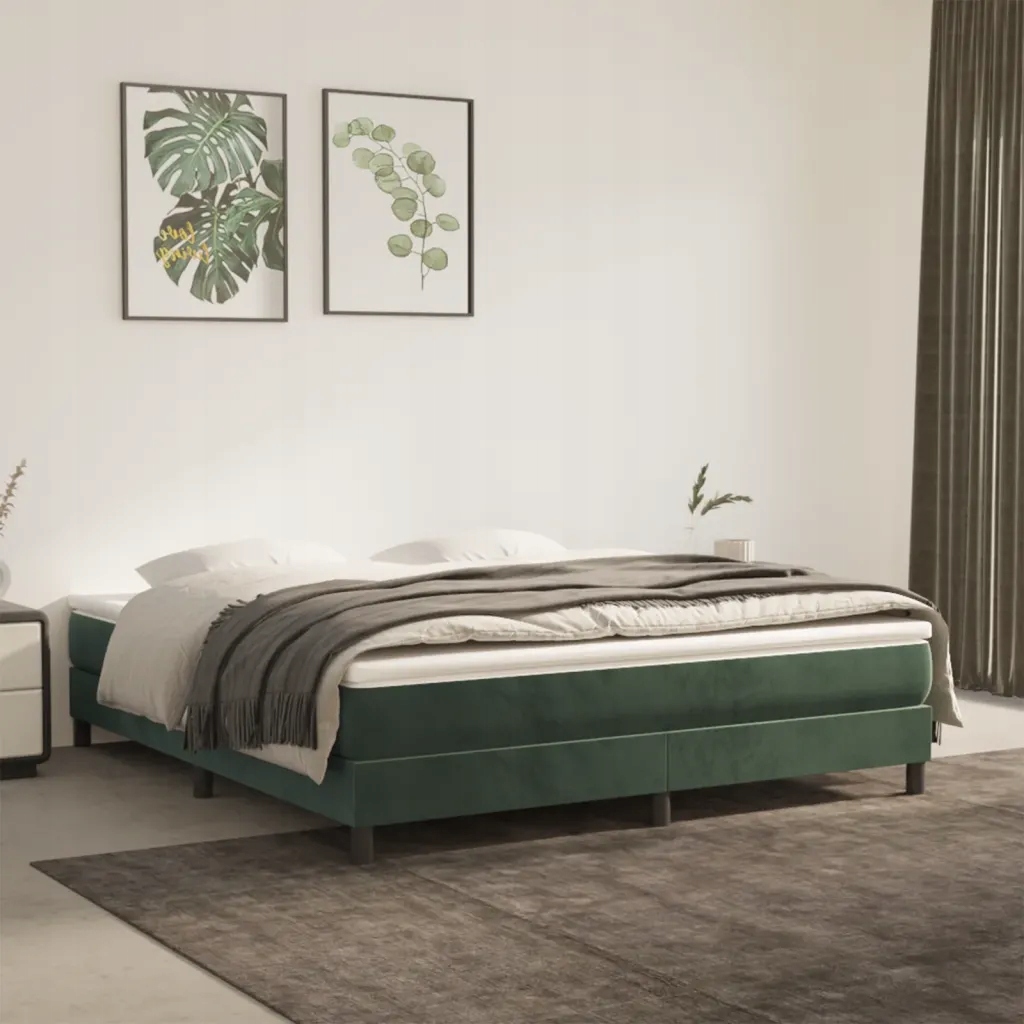 Box spring postel s matrací tmavě zelená 180x200 cm samet Zelená 3144348