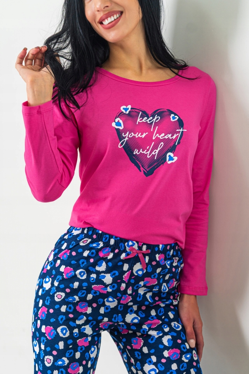 Muzzy Piżama damska Amarantowe Serce długi rękaw i długie spodnie R: M