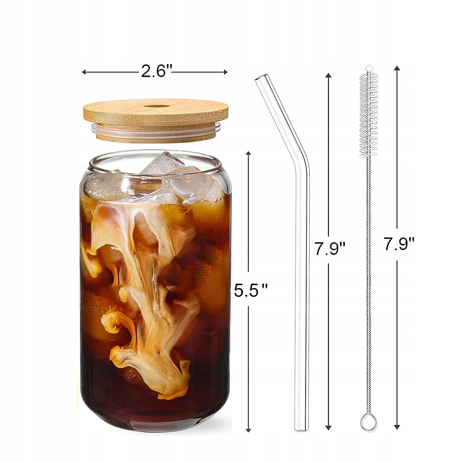 4 SZT SZKLANKA O DUŻEJ POJEMNOŚCI Z POKRYWKĄ I SŁOMKĄ 500 ML Wzór dominujący Bez wzoru