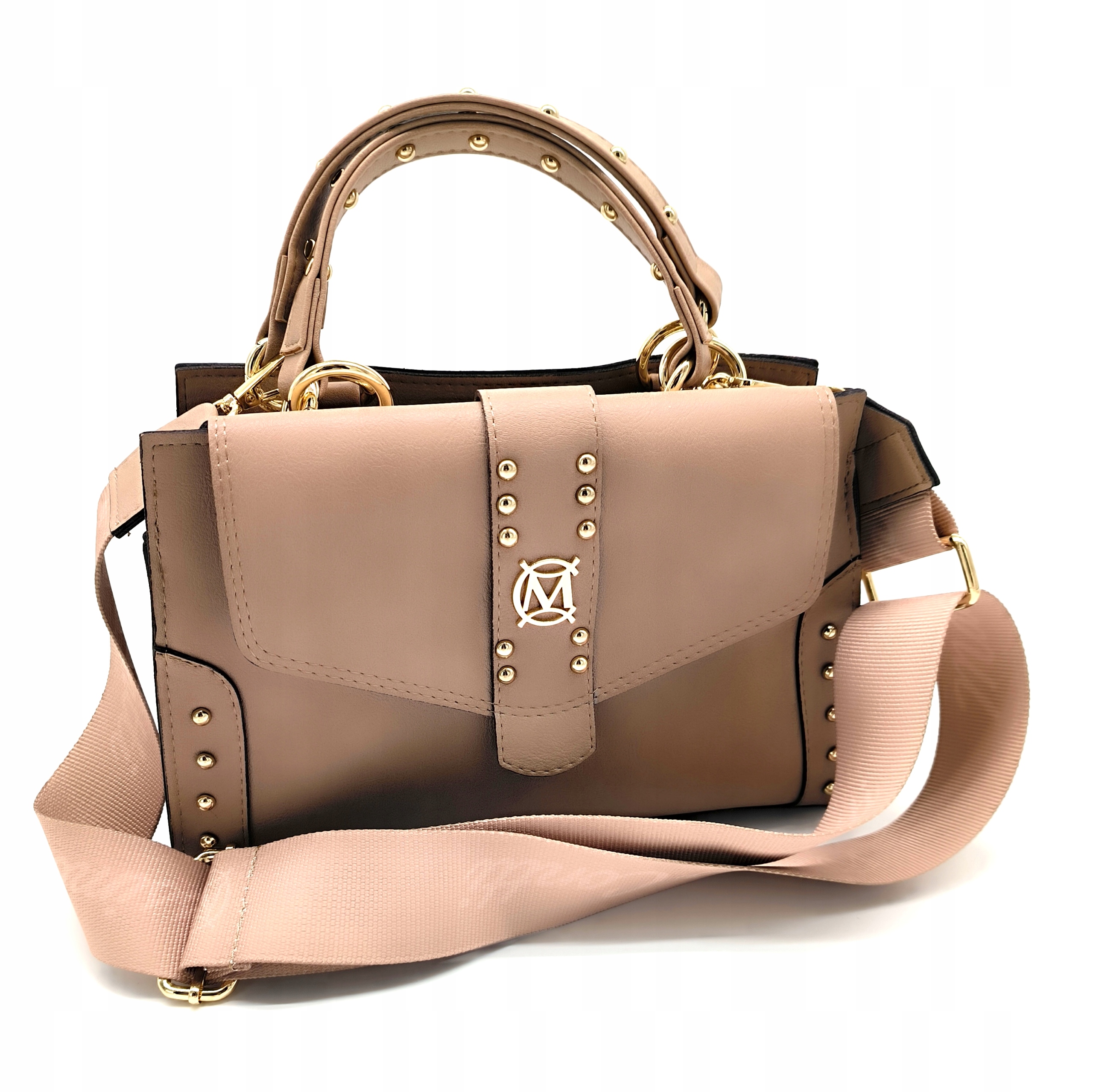 TOREBKA LISTONOSZKA KUFEREK MASSIMO CONTTI RAMIĘ SKÓRA EKOLOGICZNA BEŻOWA Marka Massimo Connti