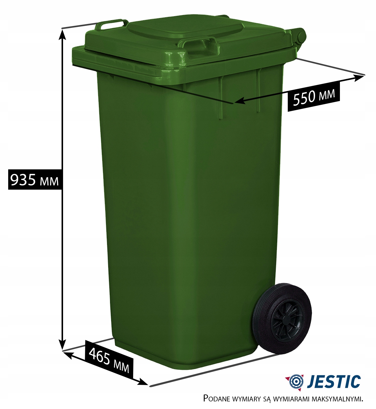 KOSZ POJEMNIK NA ŚMIECI ODPADY 120L ZIELONY JESTIC EAN (GTIN) 5900672678291