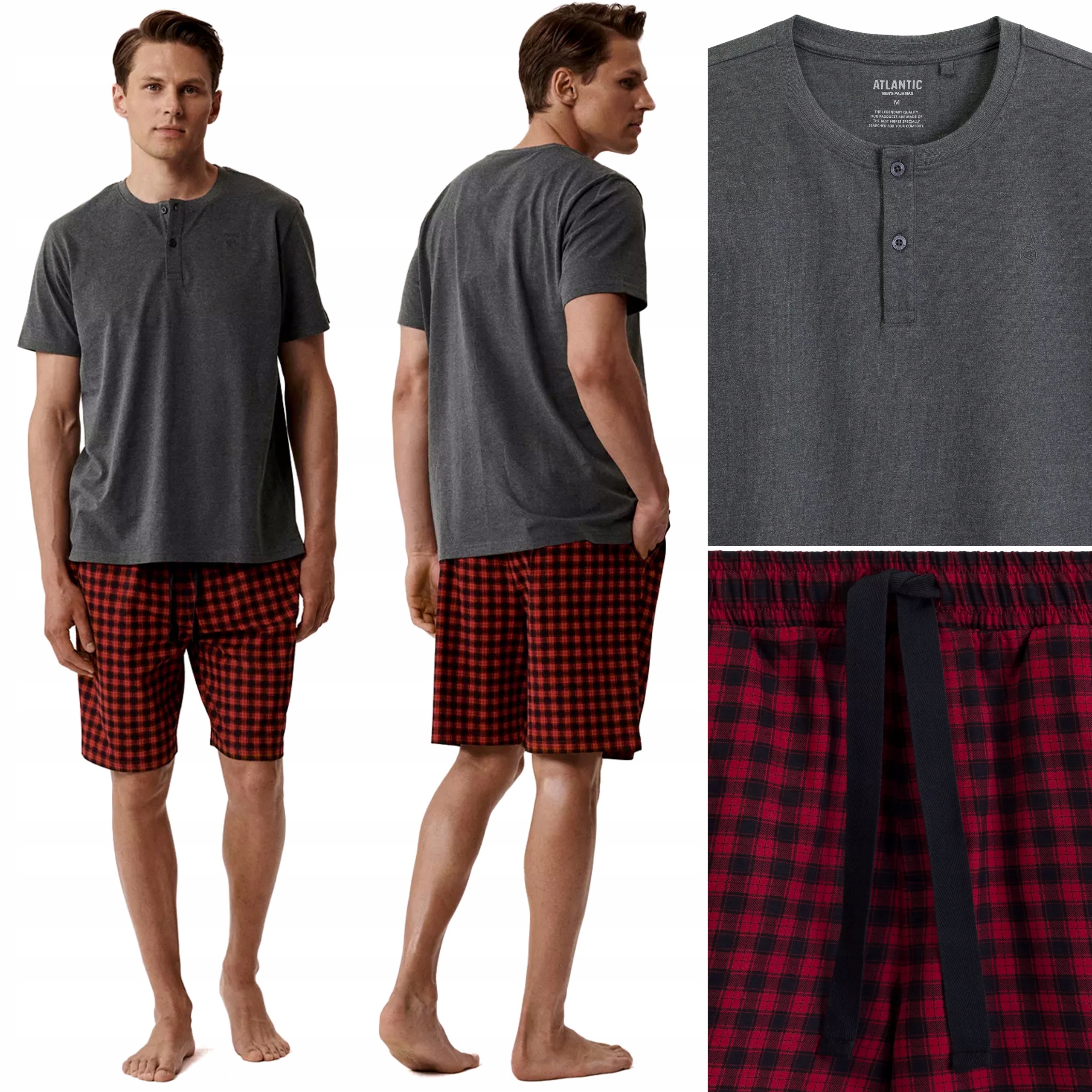 Pánské pyžamo s krátkým rukávem Atlantic NMP-397 Komplet T-Shirt Kraťasy L