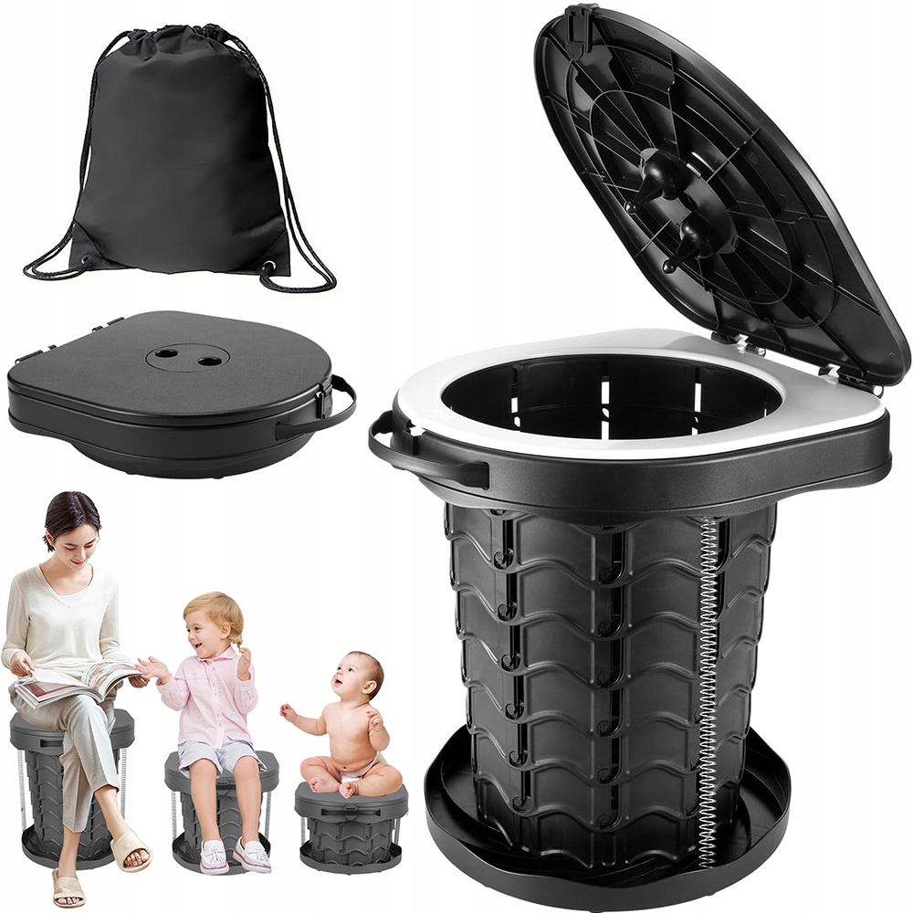 Přenosné turistické skládací Wc s víkem pro kempování, rybaření a pozemek