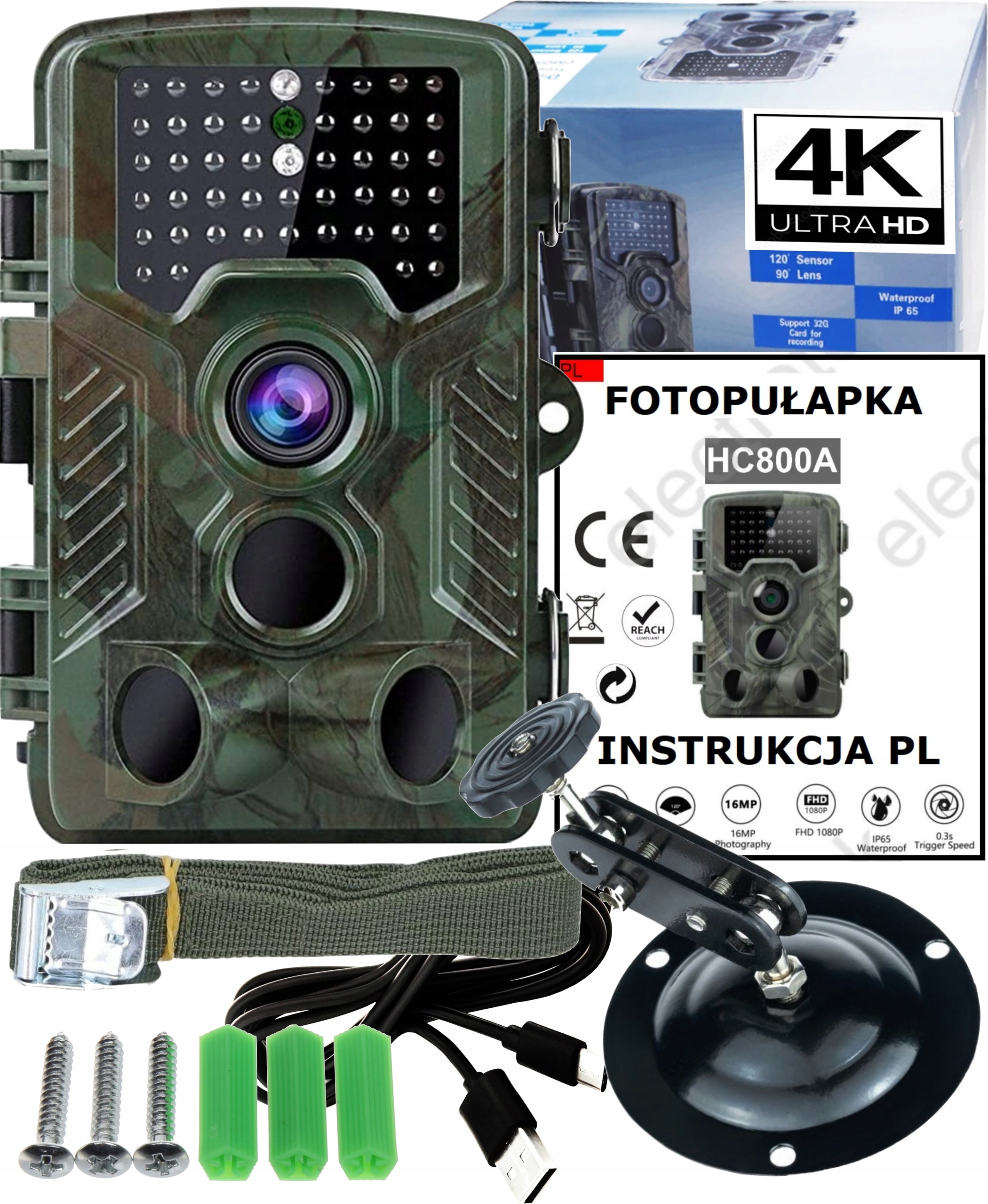 Fotopast Lesní Kamera 4K UltraHD 50Mpx MenuPL