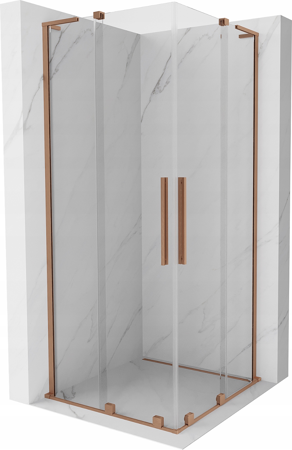 Mexen Velar L Duo sprchová kabina 90x90 cm, kartáčovaná měď